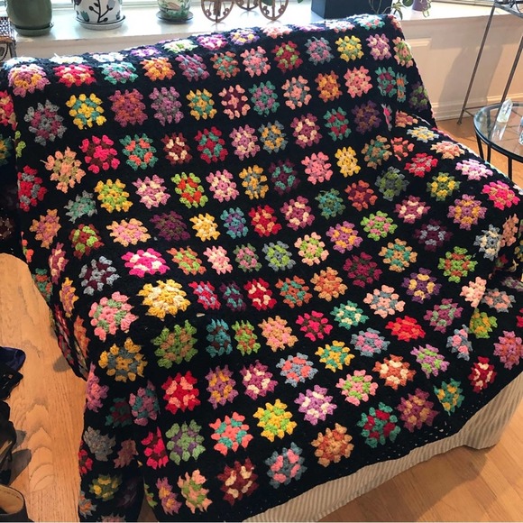 Vintage Crochet granny square Grannycore Blanket - Picture 3 of 3
